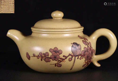 FLOWER BIRD PATTERN ZISHA TEAPOT