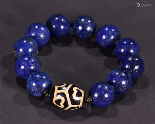 TIBETAN LAZULI WITH DALUO DZI BRACELET