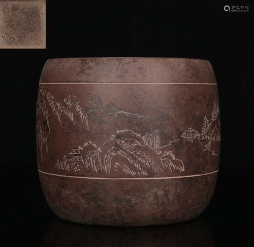 LANDSCAPE PATTERN ZISHA BRUSH POT