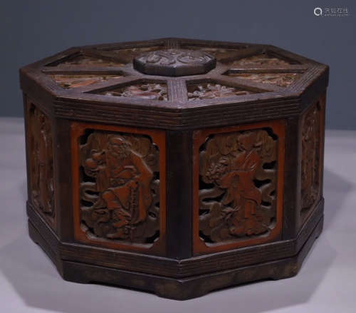 BAMBOO CARVED EIGHT IMMORTALS PATTERN CENSER