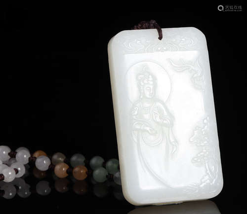 HETIAN JADE GUANYIN BUDDHA TABLET