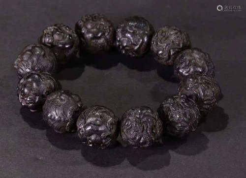 CHENXIANG WOOD PIXIU PATERN BRACELET