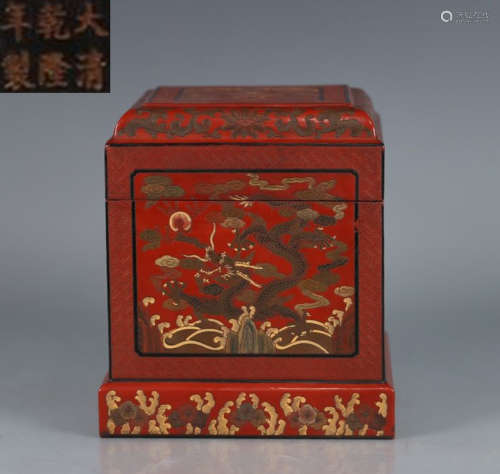 KANGXI MARK RED LACQUER INK BOX