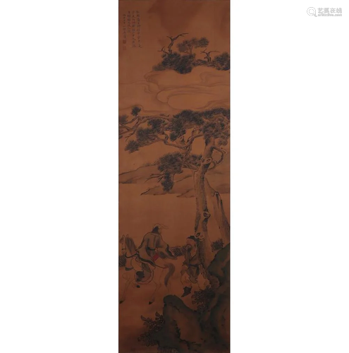 A CHINESE PAINTING SILK SCROLL, WU WEI MARK