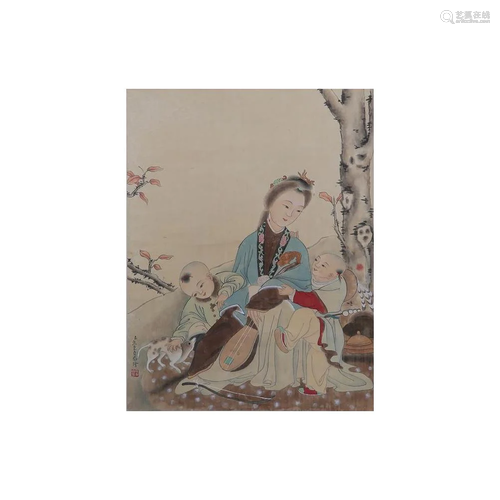 A CHINESE LANDSCAPE PAINTING SILK SCROLL, JIAO BINGZ…