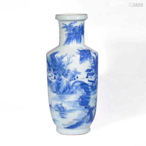 A BLUE AND WHITE LANDSCAPE PATTERN PORCELAIN R…