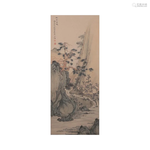 A CHINESE FIGURE PAINTING SCROLL, CHEN SHAOMEI MARK