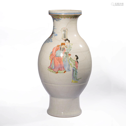 A FAMILLE ROSE FIGURES PORCELAIN VASE