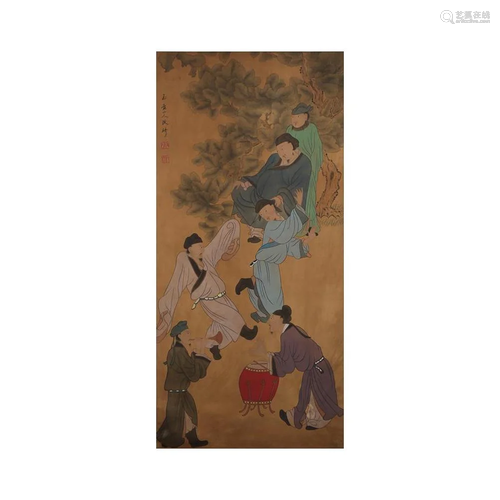 A CHINESE PAINTING SILK SCROLL, GAIQI MARK