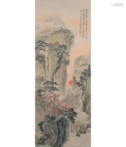 A CHINESE LANDSCAPE PAINTING SCROLL, JIN CHENG MARK