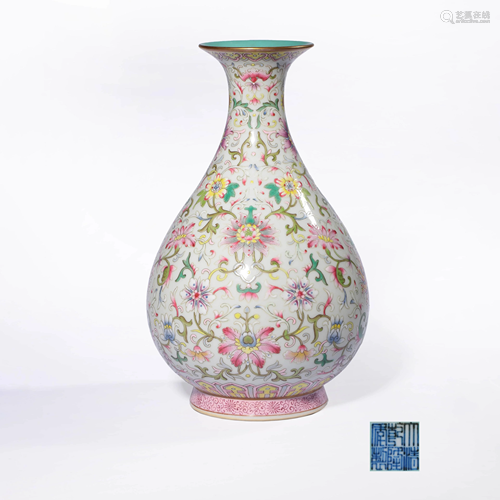 A FAMILLE ROSE FLORAL PORCELAIN YUHUCHUNPING