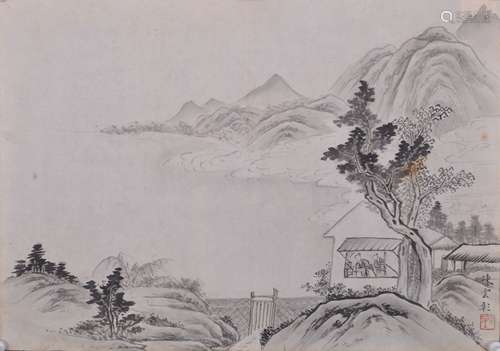 陈少梅 山水 纸本册页画心