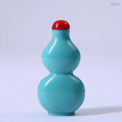 TURQUOISE GLASS SNUFF BOTTLE & COVER