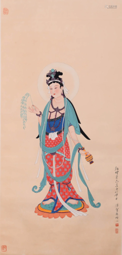 SCROLL PAINTING OF AVALOKITESHVARA PAN JIE ZI MARK