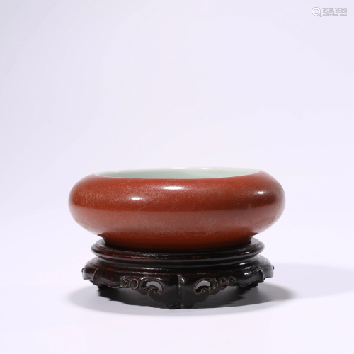 PORCELAIN RED-GLAZED WASHER & STAND