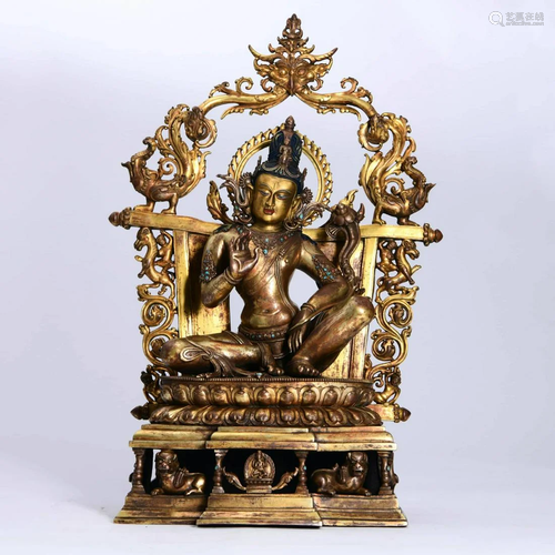 GILT-BRONZE AVALOKITESHVARA STATUE