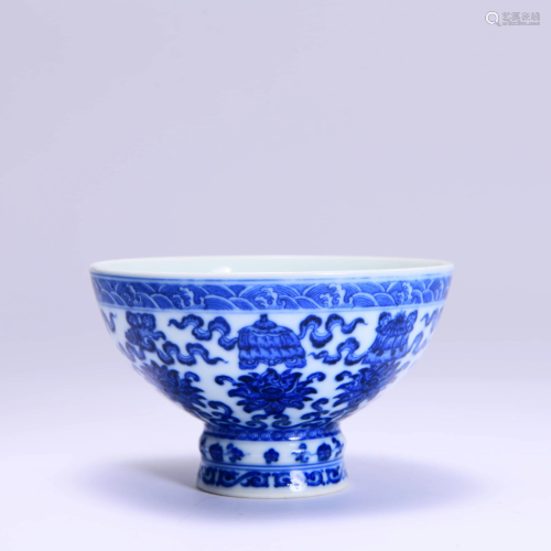 PORCELAIN BLUE & WHITE EIGHT DIAGRAMS BOWL