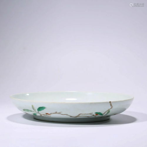 PORCELAIN FAMILLE ROSE BUTTERFLY & FLOWERS DISH