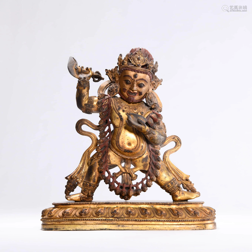 GILT-BRONZE MAHAKALA STATUE