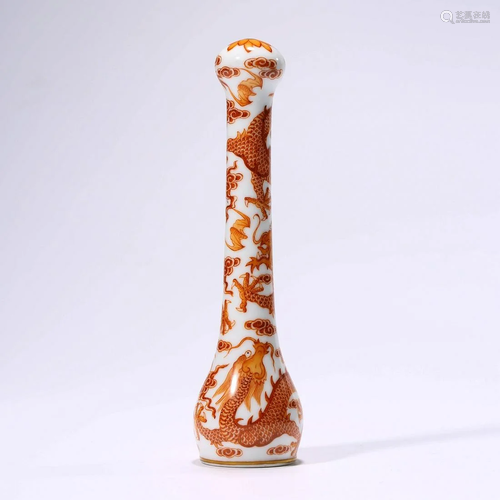 PORCELAIN WHITE-GLAZE DRAGON GARLIC-MOUTH VASE