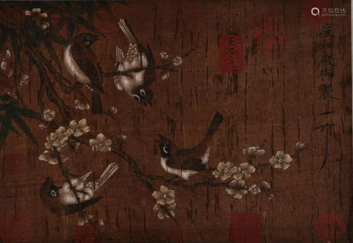 SCROLL PAINTING OF SPARROWS SONG HUI ZONG