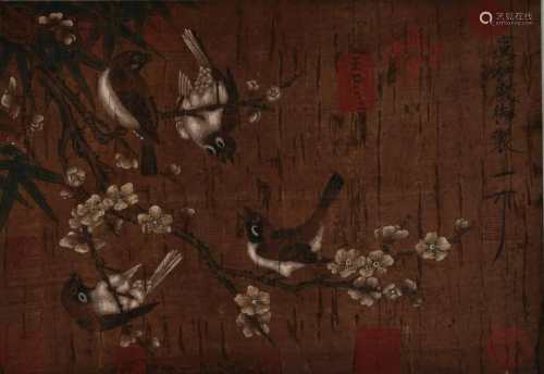 SCROLL PAINTING OF SPARROWS SONG HUI ZONG
