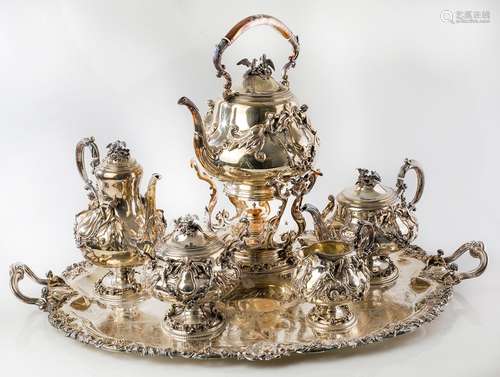 Tea set and silver tray France C.XIX.