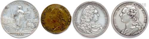 一批四枚的代币。银币 Les Eaux et Forêts 1743 Fe 2851 (罕见) E...