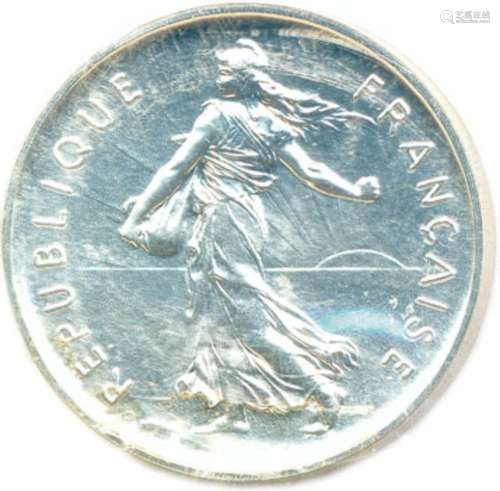 第5个共和国：1981年银质Piéfort 5 Francs Semeuse，原袋装（重量：2...