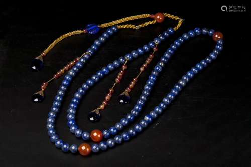 CHINESE LAPIS NECKLACE WORN BY OFFICIAL