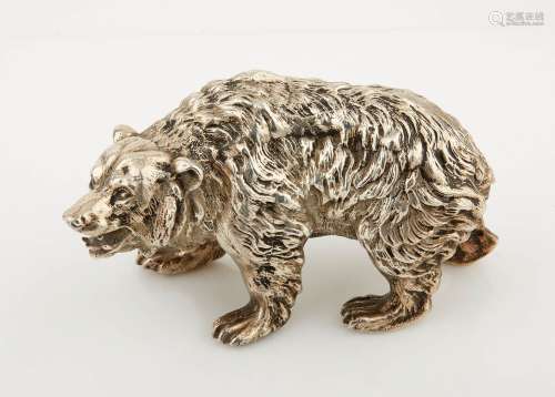 银色主体代表一只行走的熊。密涅瓦标记。高度：10.5厘米。高度：10.5厘...