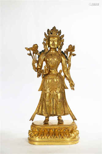 Copper-and -gold State of Buddha