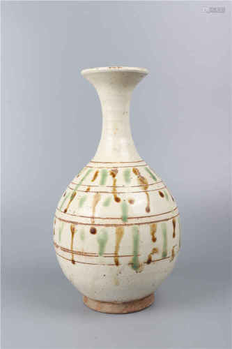 Three-color Glazed Pottery Bottle
