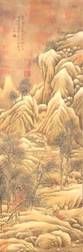 The Picture of Landscape and Figures Painted by Ju Ran