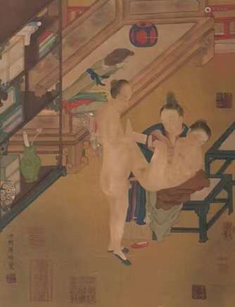 The Picture of Man and Woman Playing Painted by Zhou Fang