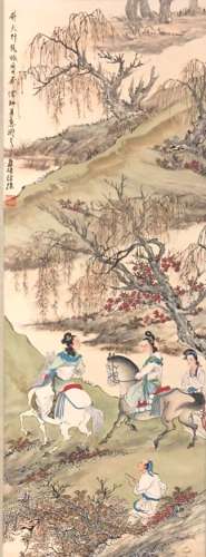 The Picture of Horseback Riding Painted by Xu Cao
