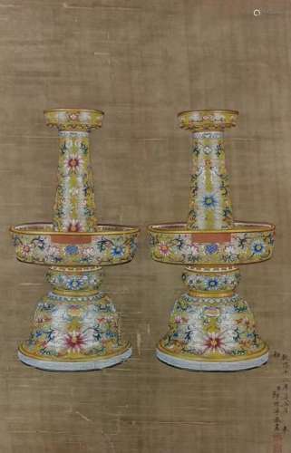 The Picture of Enamel Candelabrum Painted by Lang Shining