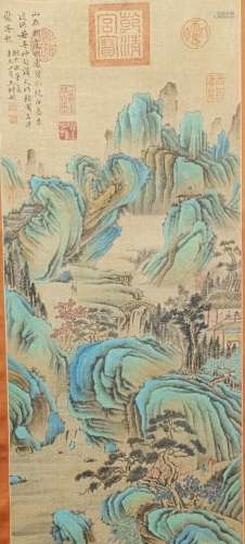 The Picture of Landscape and Figure painted by Wang Shimin