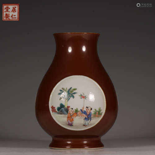 Bronze Glaze Vase with Window Figure and Story Patterns