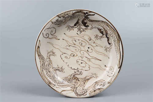 CiZhou Kiln Plate with Dragon pattern