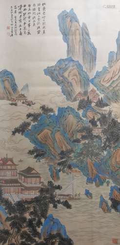 The Picture of Landscape and Pavilion Painted by Zhang Daqia...