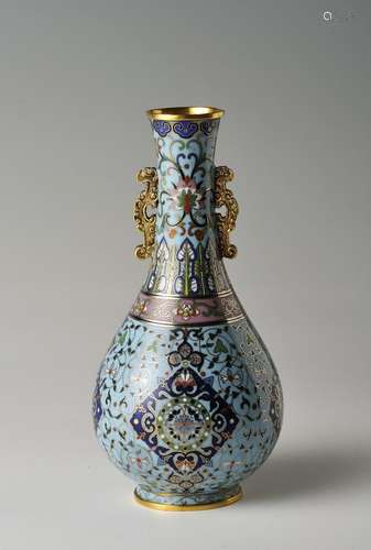 A SMALL CHINESE CLOISONNÉ AND GILT-BRONZE VASE