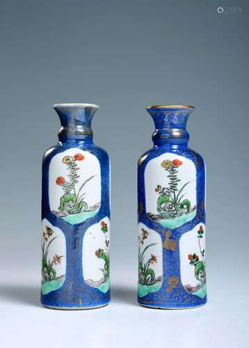 AN ASSOCIATED PAIR OF FAMILLE VERTE POWDER BLUE-GROUND BOTTL...