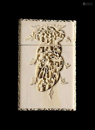 A CARVED IVORY CARD CASE