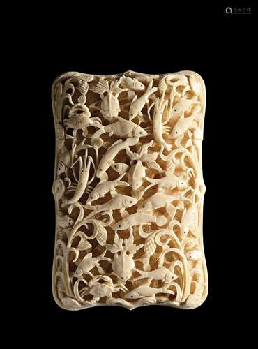 A CARVED IVORY CARD CASE