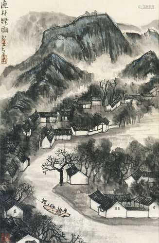 LI KERAN (1907-1989): FISHING VILLAGE IN THE FOG AND MIST*