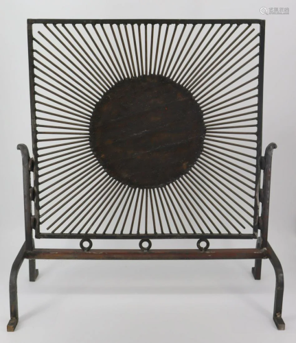 Vintage Iron Sunburst Form Fire Screen