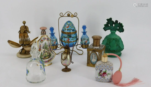 Lot Of Assorted Glass & Porcelain Vanity Items.
