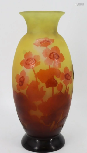 Galle signed French Cameo Glass Vase.