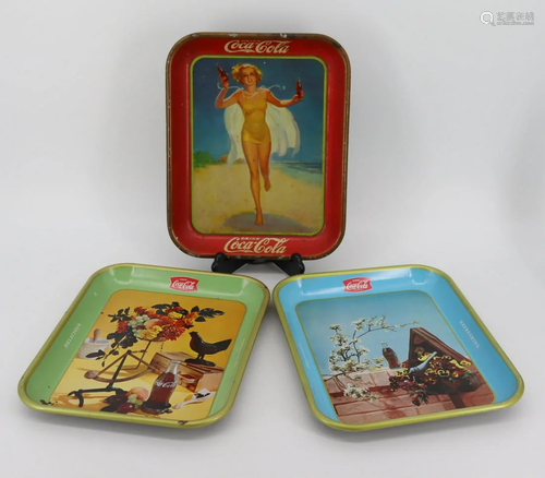 3 Vintage Coca Cola Trays